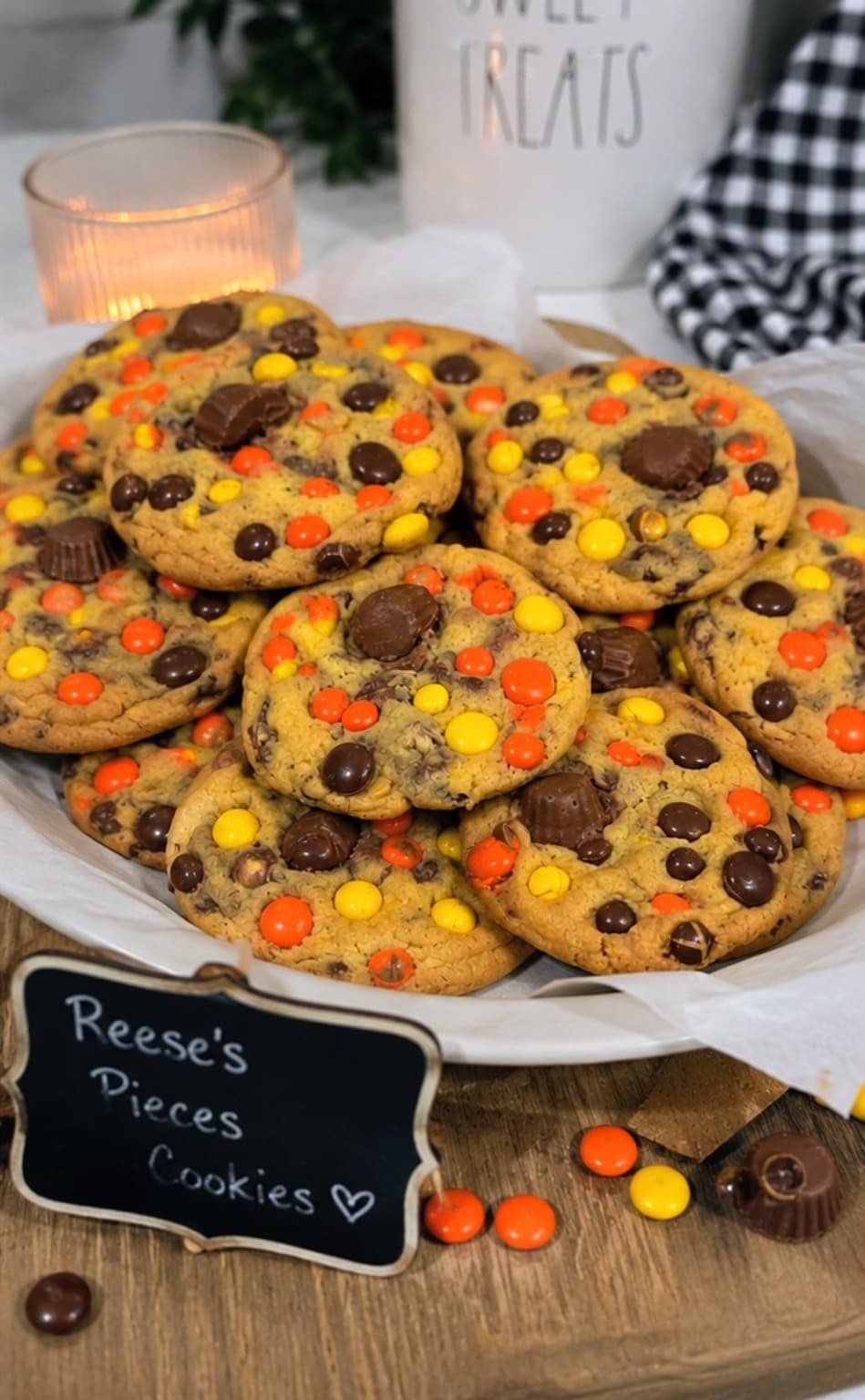 Platter of Sugar Spell loaded Reese's Pieces cookies
